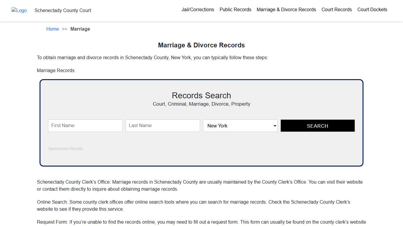 Marriage & Divorce Records | Schenectady County Court