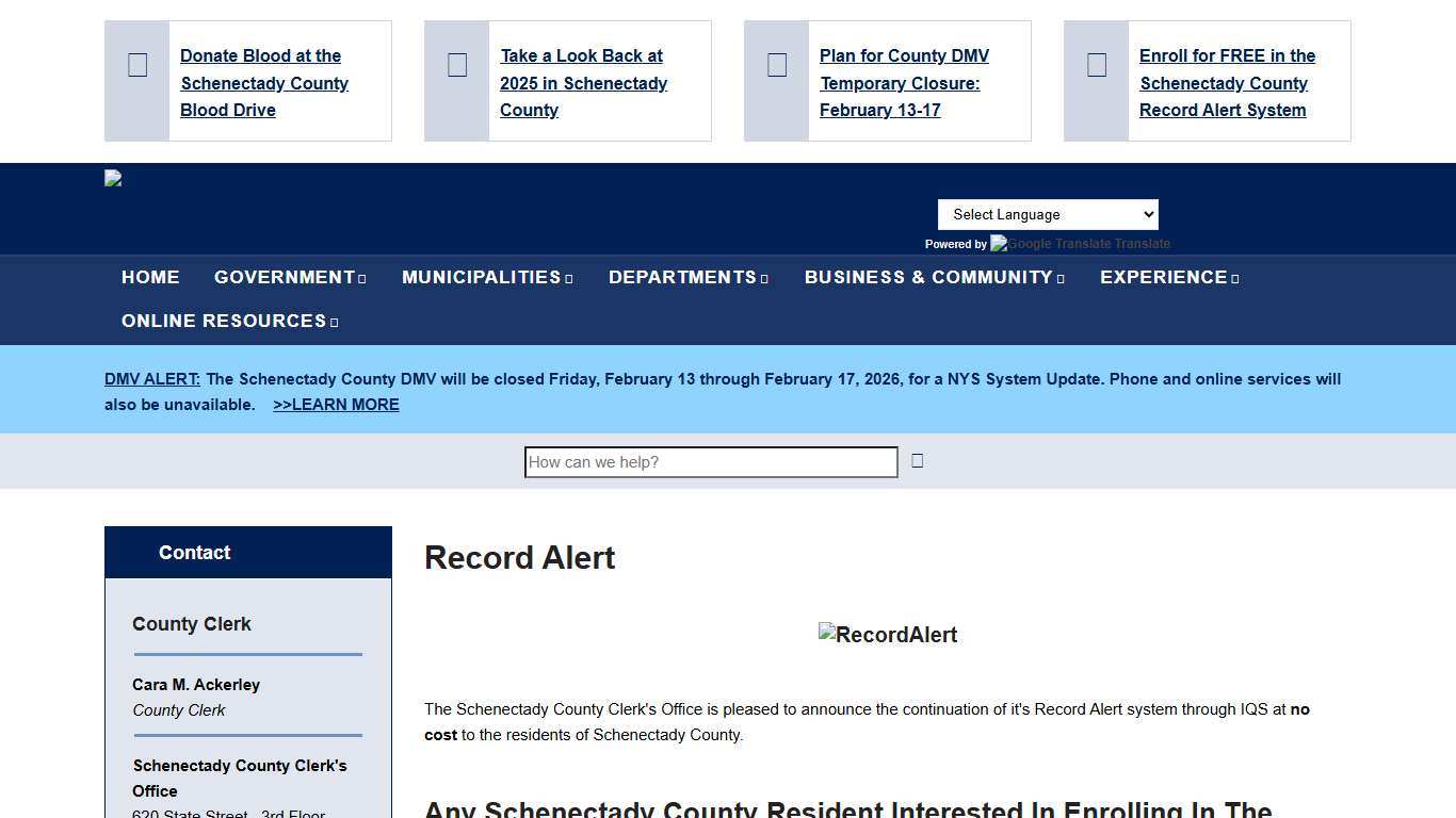 Record Alert | Schenectady County