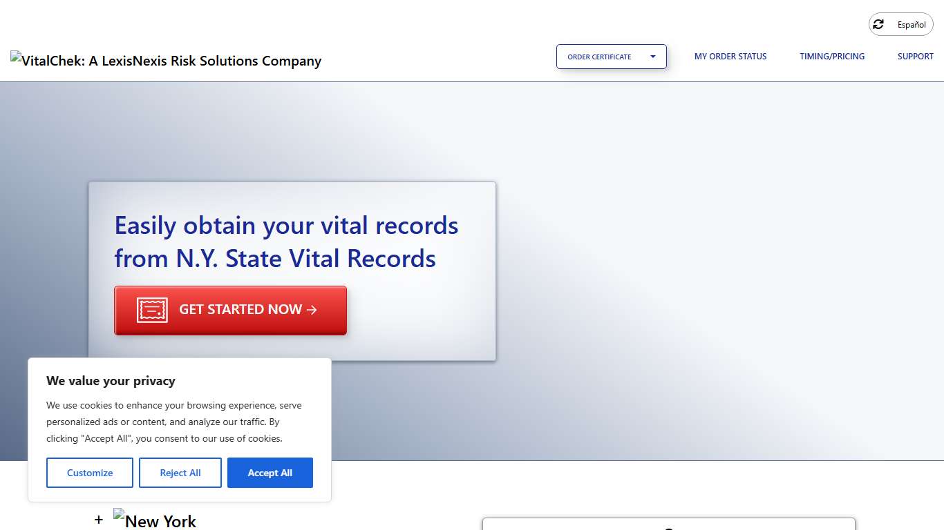 N.Y. State Vital Records (NY) | Order Certificates - VitalChek